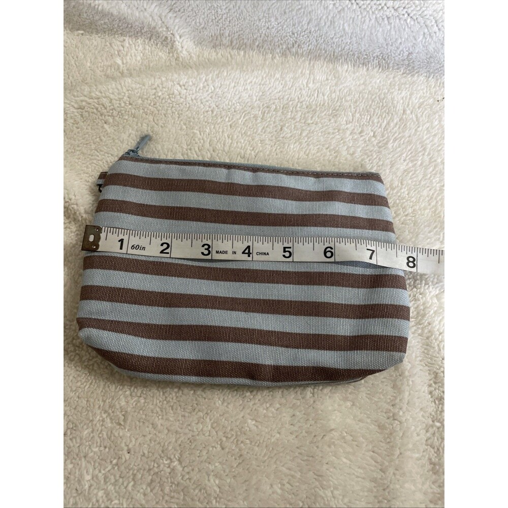 Thirty One Zippered Pouch In Perfect Stripe Brown/Blue - Picture 6 of 7